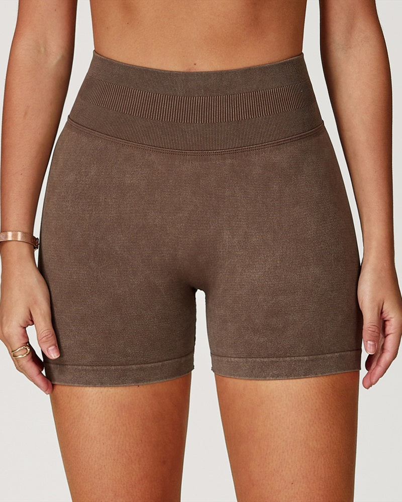 Vyla™ Seamless Washed High-Waisted Butt-Lifting Yoga Shorts