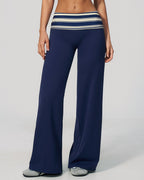 Vyla™ Contrast Polka Foldover Waist Wide Yoga Pants