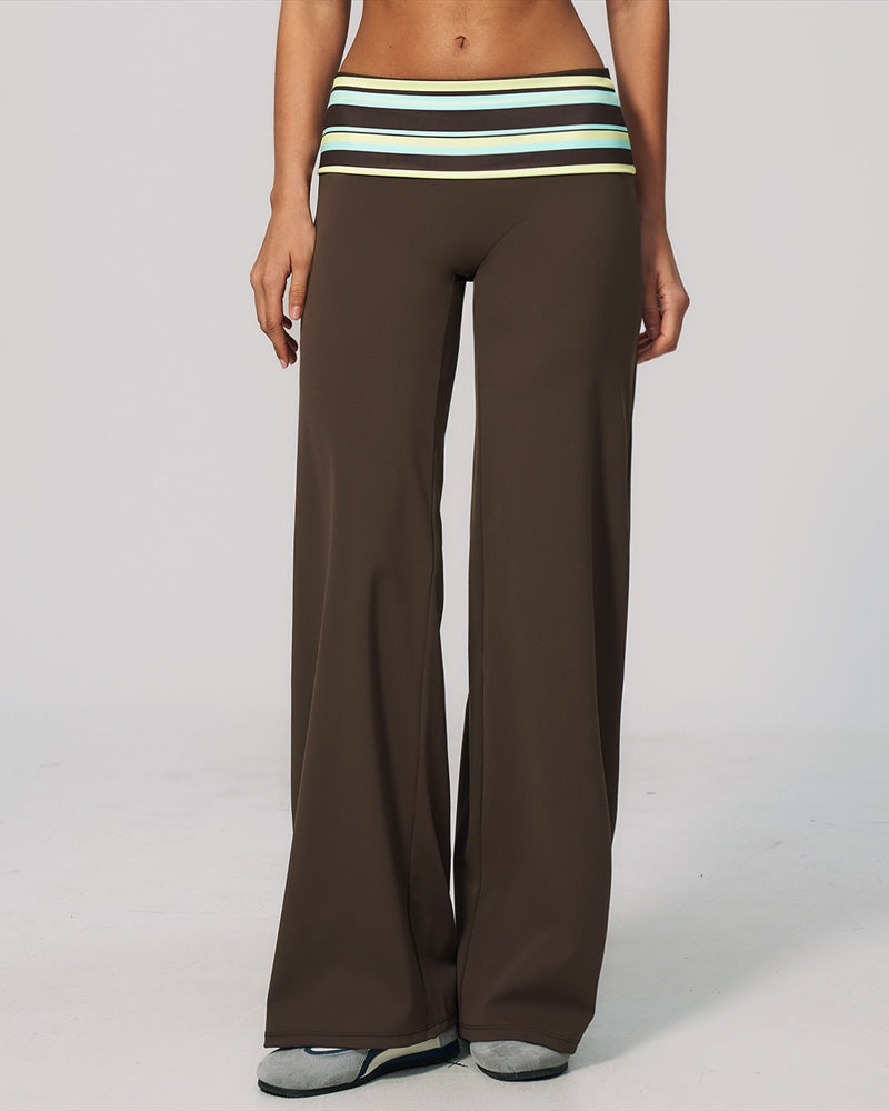 Vyla™ Contrast Polka Foldover Waist Wide Yoga Pants