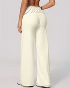 Vyla™ Contrast Polka Foldover Waist Wide Yoga Pants