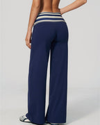 Vyla™ Contrast Polka Foldover Waist Wide Yoga Pants