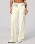 Vyla™ Contrast Polka Foldover Waist Wide Yoga Pants