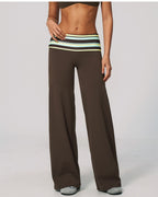 Vyla™ Contrast Polka Foldover Waist Wide Yoga Pants