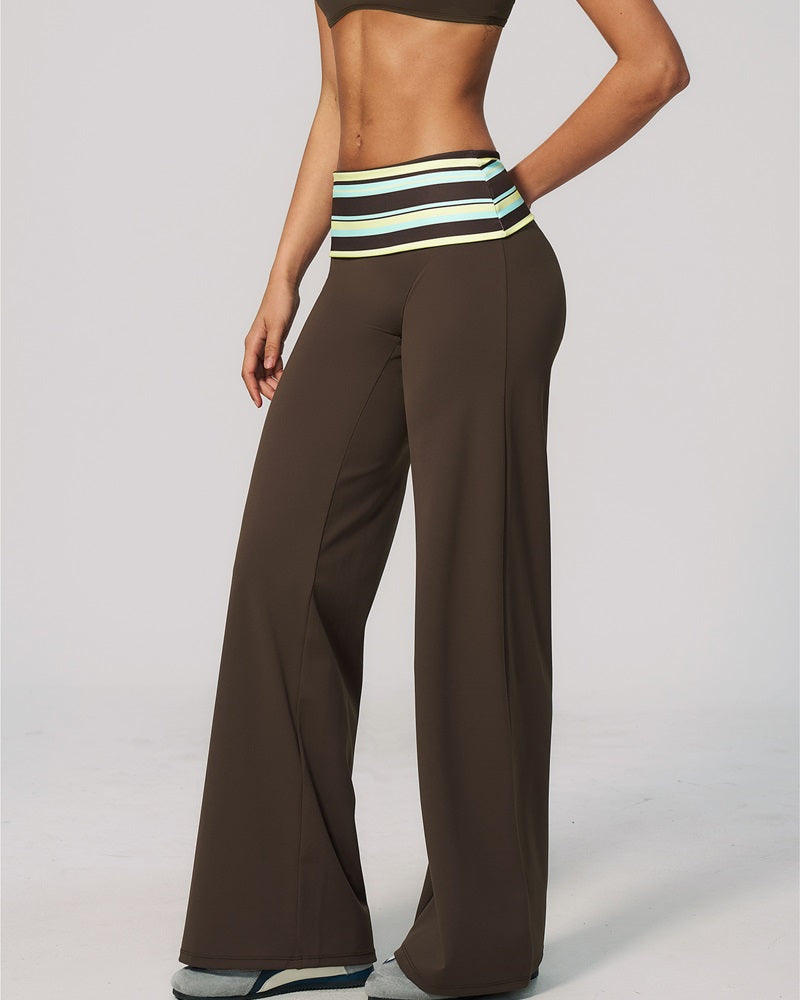 Vyla™ Contrast Polka Foldover Waist Wide Yoga Pants
