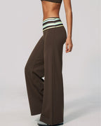 Vyla™ Contrast Polka Foldover Waist Wide Yoga Pants