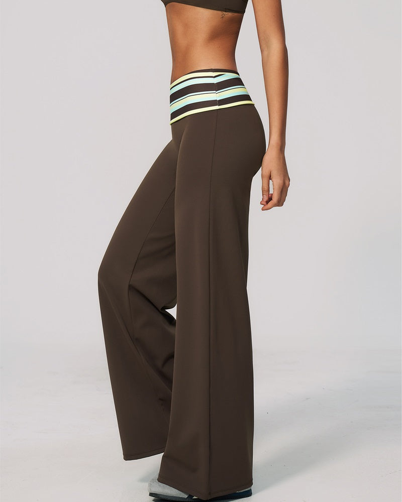 Vyla™ Contrast Polka Foldover Waist Wide Yoga Pants