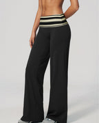 Vyla™ Contrast Polka Foldover Waist Wide Yoga Pants
