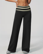 Vyla™ Contrast Polka Foldover Waist Wide Yoga Pants