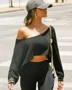 Vyla™ Streetwear Off-Shoulder Relaxed Cropped Top