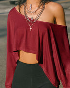Vyla™ Streetwear Off-Shoulder Relaxed Cropped Top