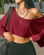 Vyla™ Streetwear Off-Shoulder Relaxed Cropped Top