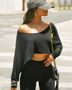 Vyla™ Streetwear Off-Shoulder Relaxed Cropped Top