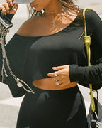 Vyla™ Streetwear Off-Shoulder Relaxed Cropped Top