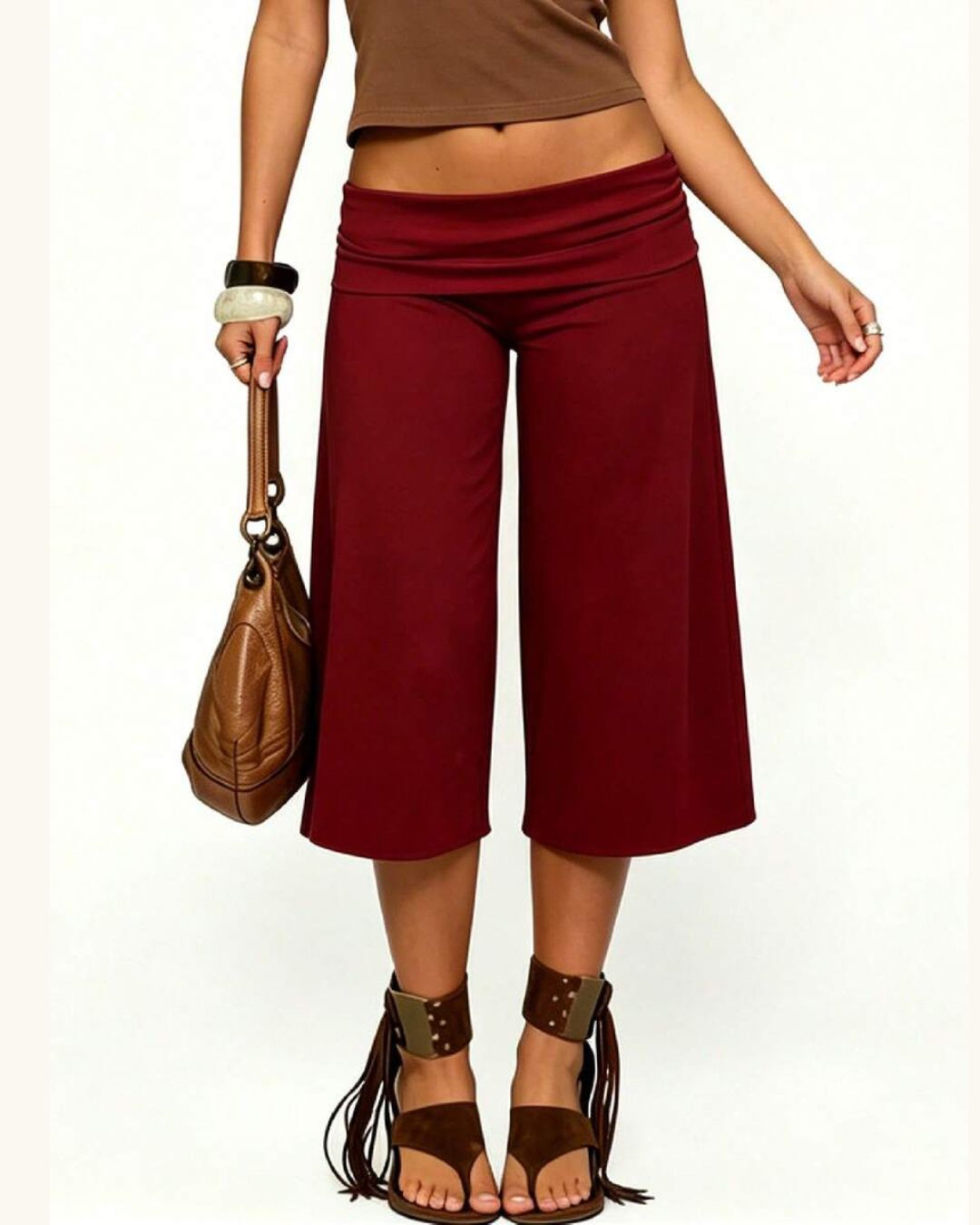 Vyla™ Fold-Over Waist Wide Leg Capris