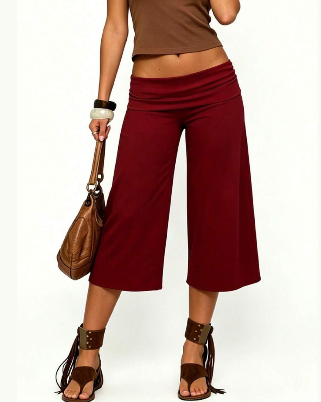 Vyla™ Fold-Over Waist Wide Leg Capris