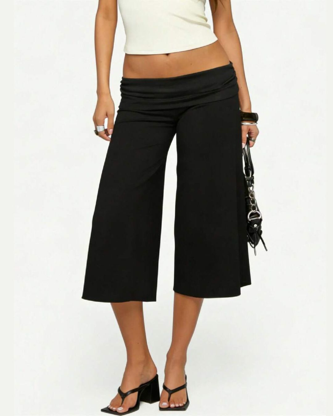 Vyla™ Fold-Over Waist Wide Leg Capris