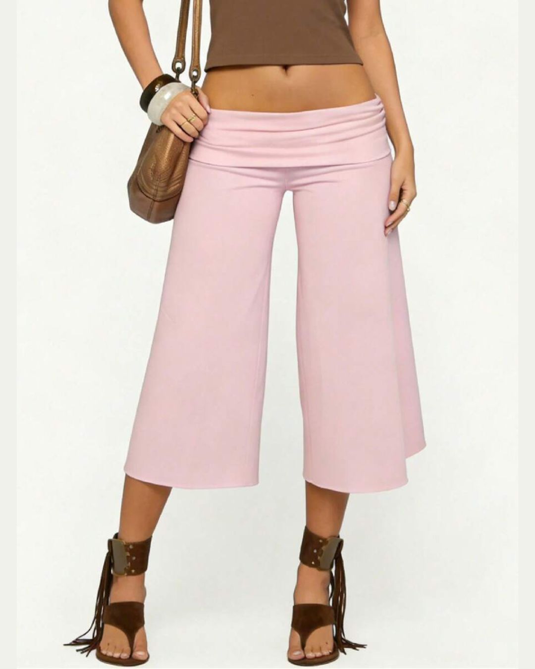 Vyla™ Fold-Over Waist Wide Leg Capris