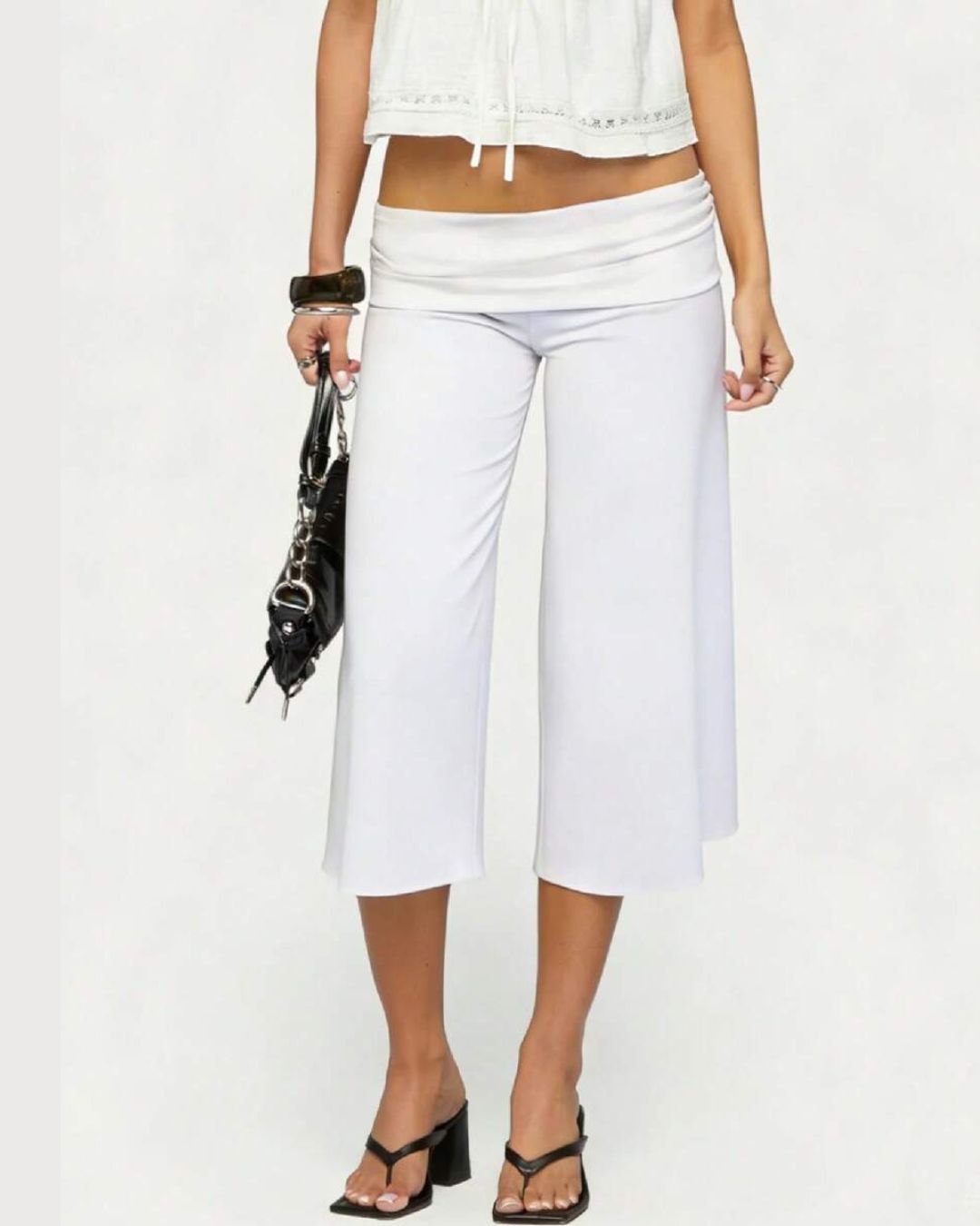 Vyla™ Fold-Over Waist Wide Leg Capris
