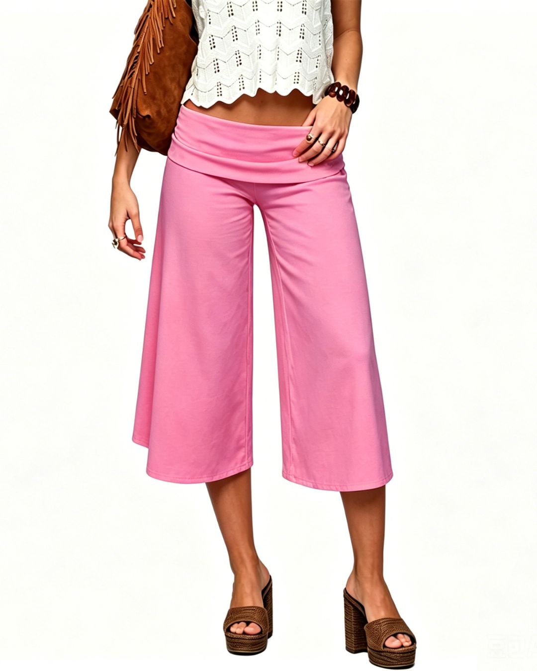 Vyla™ Fold-Over Waist Wide Leg Capris