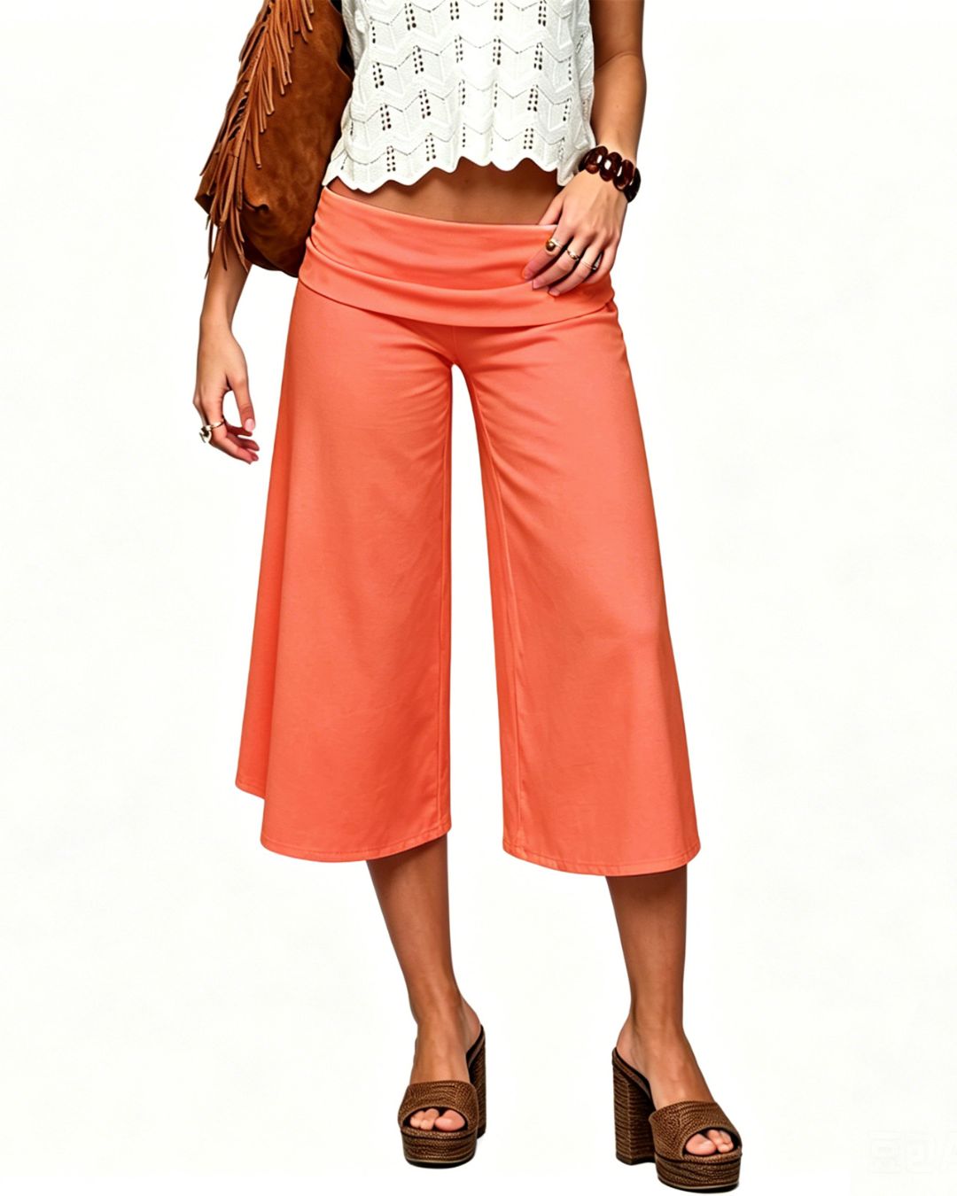 Vyla™ Fold-Over Waist Wide Leg Capris