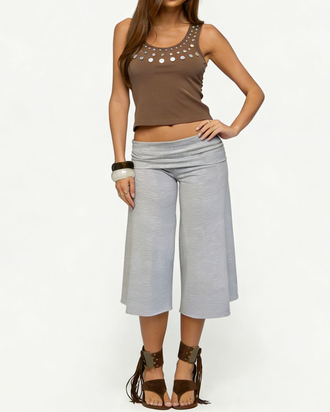 Vyla™ Fold-Over Waist Wide Leg Capris