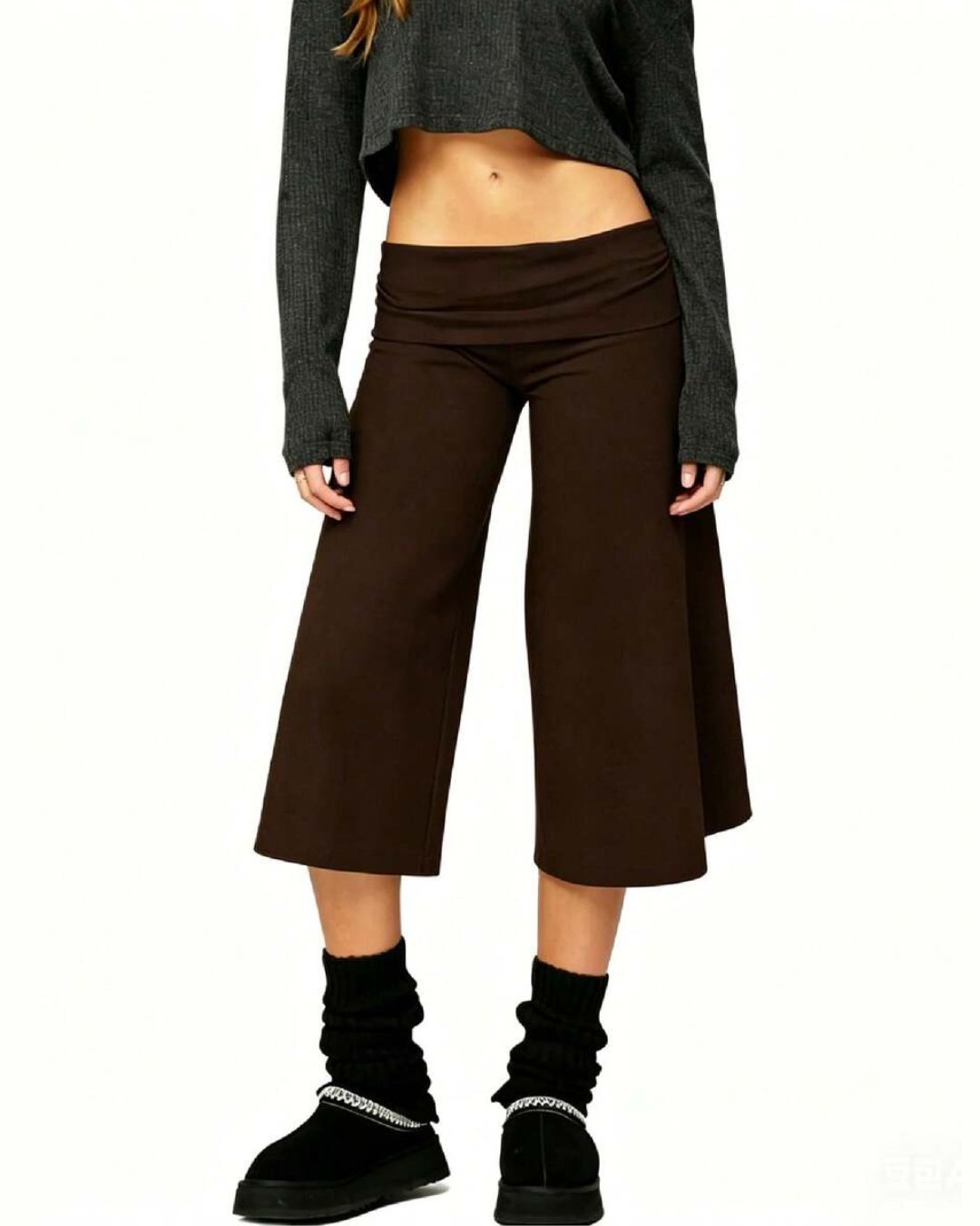Vyla™ Fold-Over Waist Wide Leg Capris