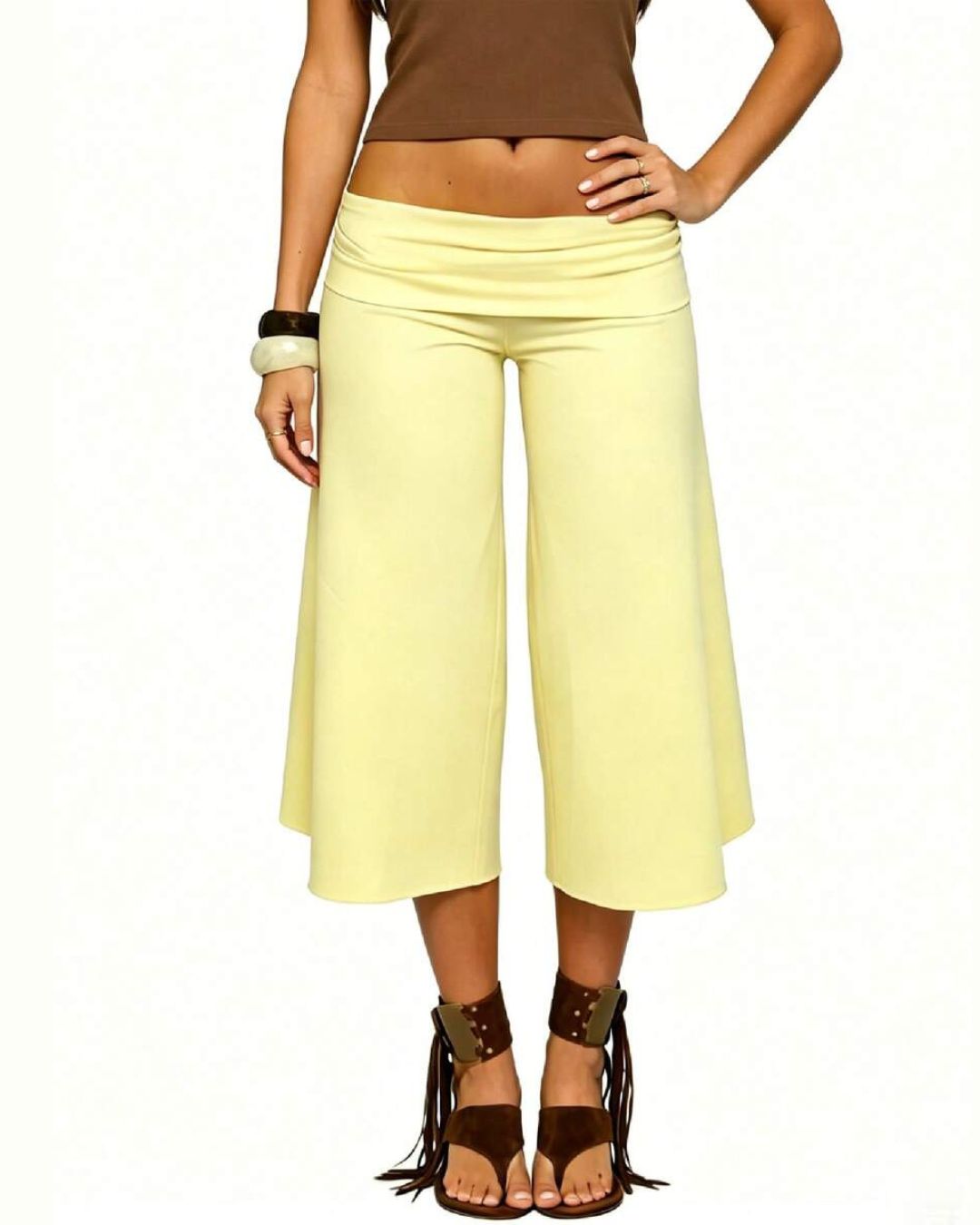Vyla™ Fold-Over Waist Wide Leg Capris