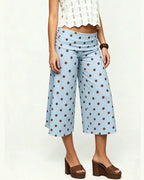 Vyla™ Coffee Polka Dot Fold-Over Waist Cropped Pants