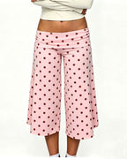 Vyla™ Coffee Polka Dot Fold-Over Waist Cropped Pants