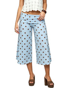 Vyla™ Coffee Polka Dot Fold-Over Waist Cropped Pants
