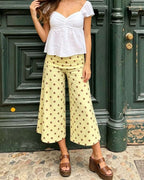 Vyla™ Coffee Polka Dot Fold-Over Waist Cropped Pants