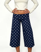 Vyla™ White Polka Dot Fold-Over Waist Cropped Pants