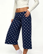 Vyla™ White Polka Dot Fold-Over Waist Cropped Pants