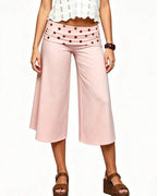 Vyla™ Contrast Fold-Over Waist Wide Leg Capri Pants