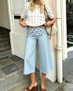 Vyla™ Contrast Fold-Over Waist Wide Leg Capri Pants