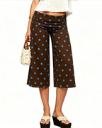 Vyla™ Polka Dot Fold-Over Waist Wide Leg Capris