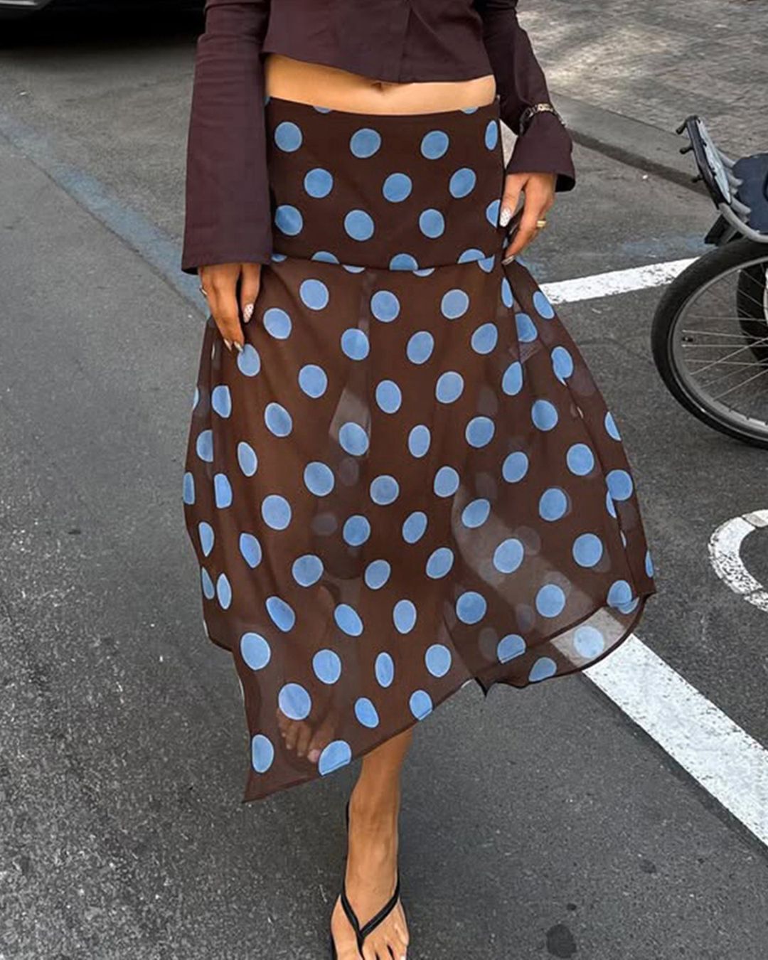 Vyla™ Polka Dot Asymmetrical Mesh Skirt