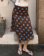 Vyla™ Polka Dot Asymmetrical Mesh Skirt
