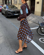 Vyla™ Polka Dot Asymmetrical Mesh Skirt