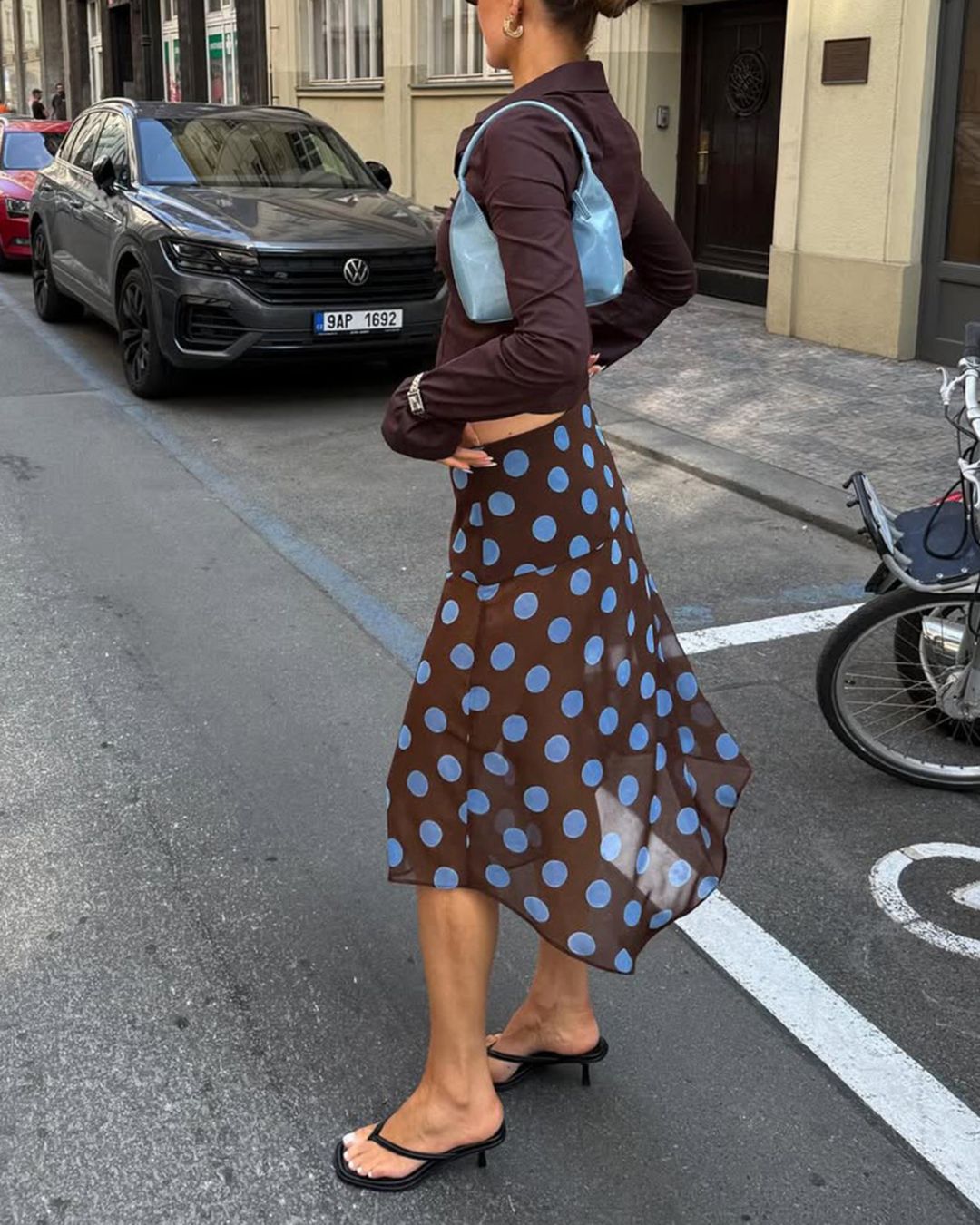 Vyla™ Polka Dot Asymmetrical Mesh Skirt