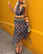 Vyla™ Polka Dot Asymmetrical Mesh Skirt