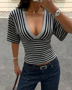 Vyla™ Striped V-Neck Wrap Top