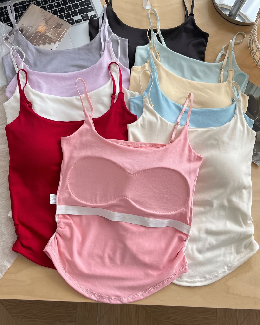 Vyla™ Ruched Built-In Bra Cami Top