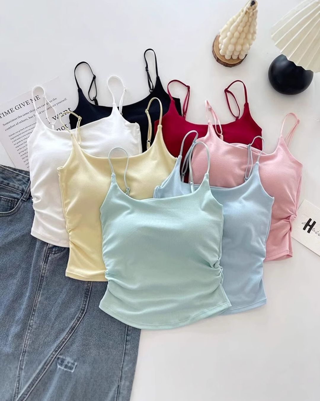 Vyla™ Ruched Built-In Bra Cami Top