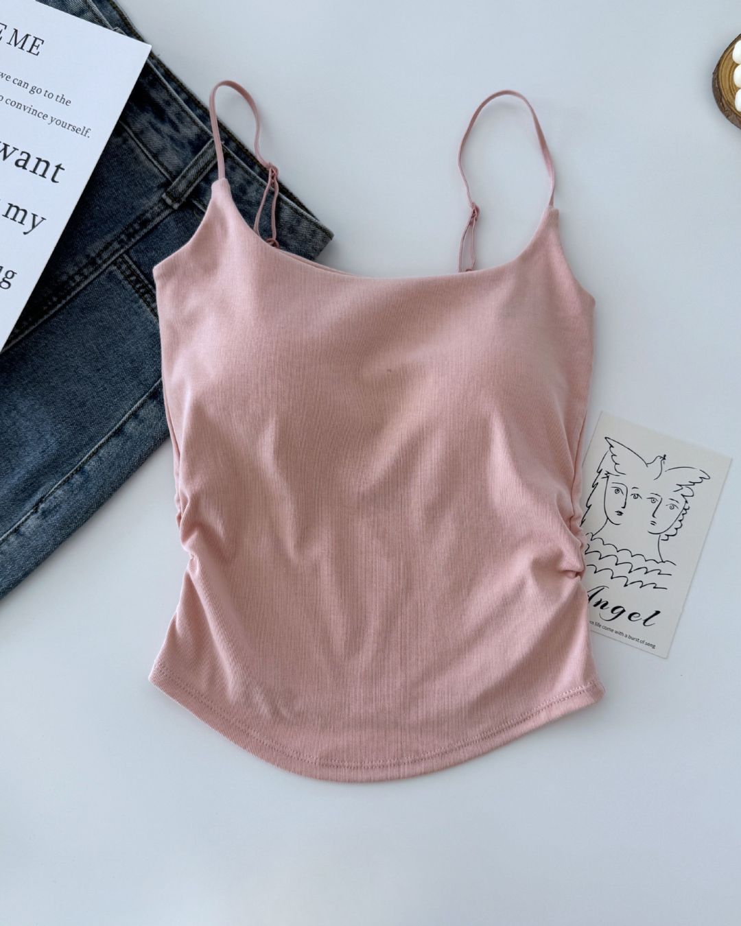 Vyla™ Ruched Built-In Bra Cami Top