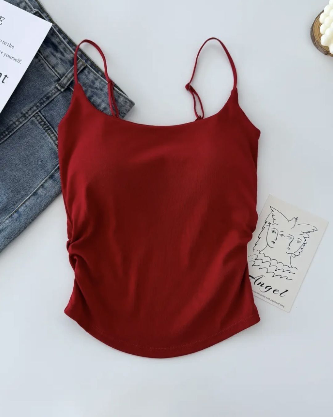 Vyla™ Ruched Built-In Bra Cami Top