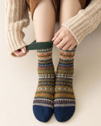 Vyla™ Soft Warm Retro Tribal Color Block Socks