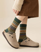 Vyla™ Soft Warm Retro Tribal Color Block Socks