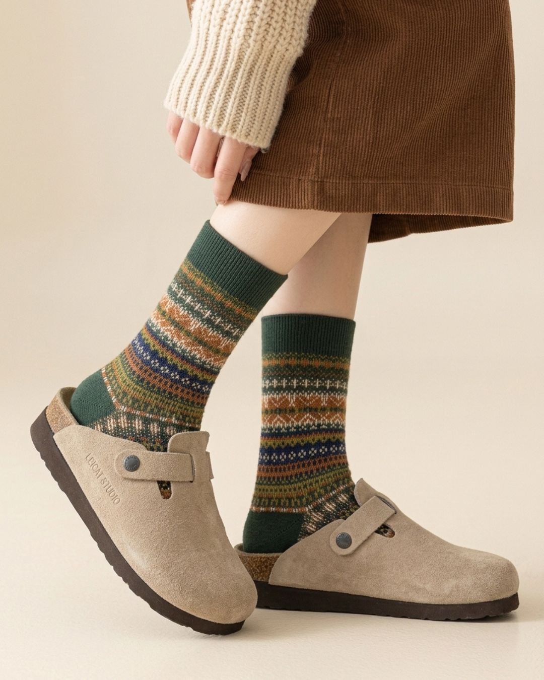Vyla™ Soft Warm Retro Tribal Color Block Socks