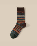 Vyla™ Soft Warm Retro Tribal Color Block Socks